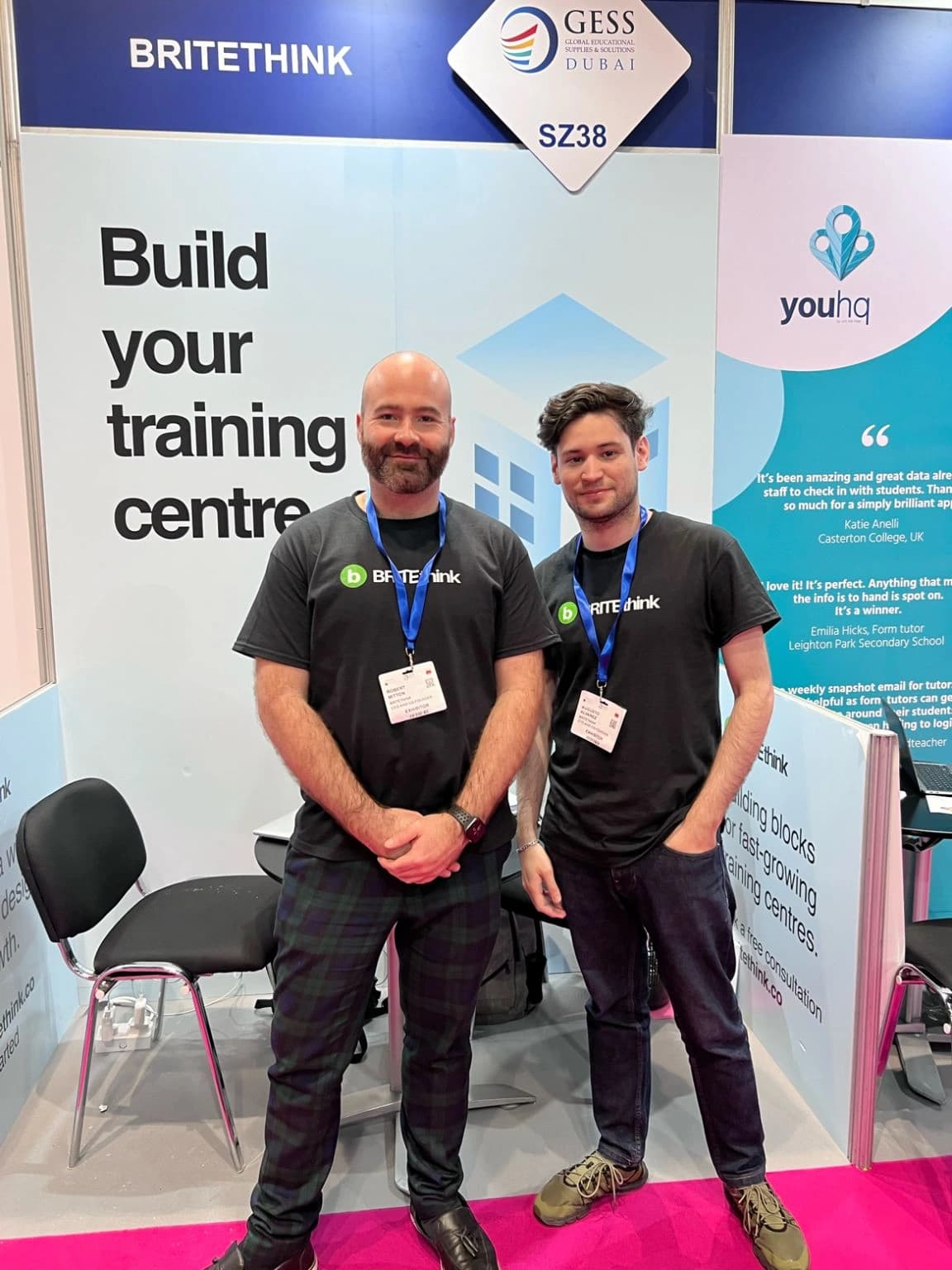 BRITEthink stand at GESS Dubai 2022 with BRITEthink Co-Founder Robert Mitton (left) (blurred)
